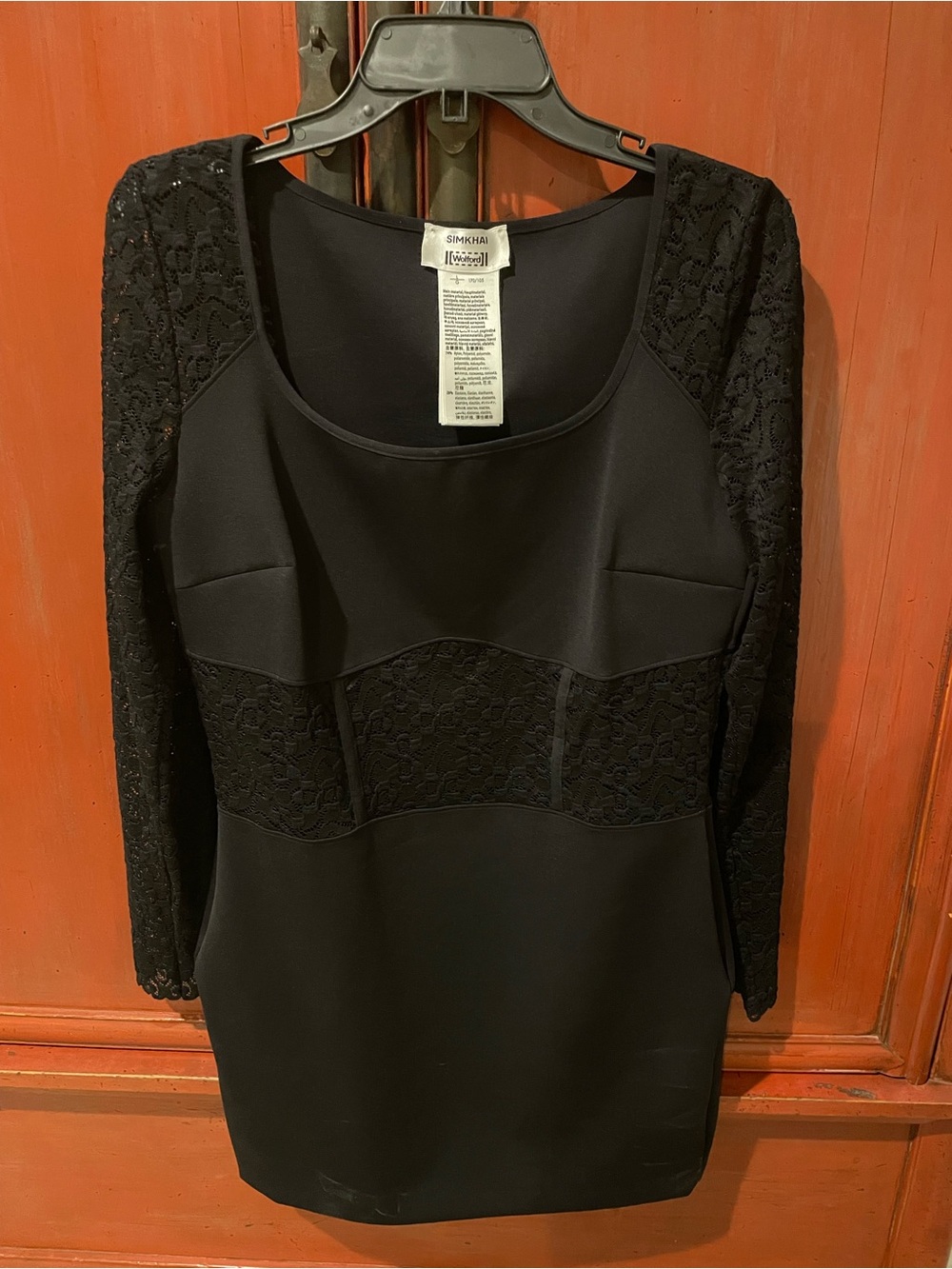 Simkai Black Lace-Trim Scoop Neck Women's Dress